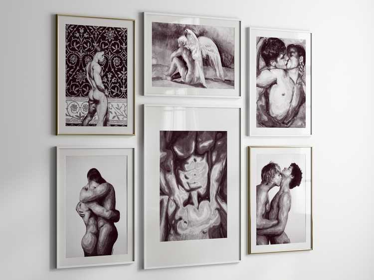 Black and White Gay Male Nude Art Prints Collection