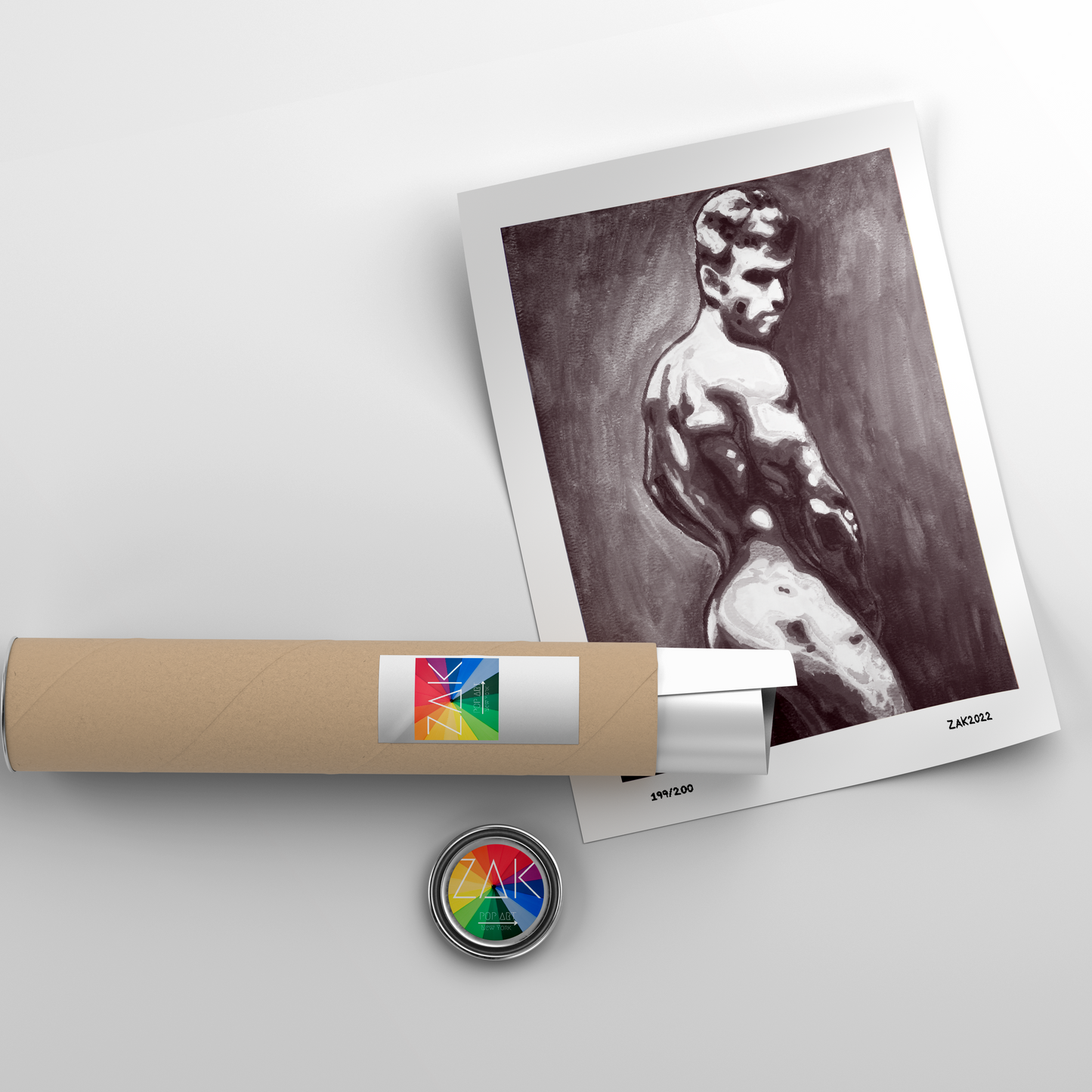This image features a striking black and white art print titled "Sensual (B&W)," which depicts a reclining male figure in a sensual pose. The artwork is rendered in soft, realistic tones, emphasizing the muscular and anatomical details of the figure.