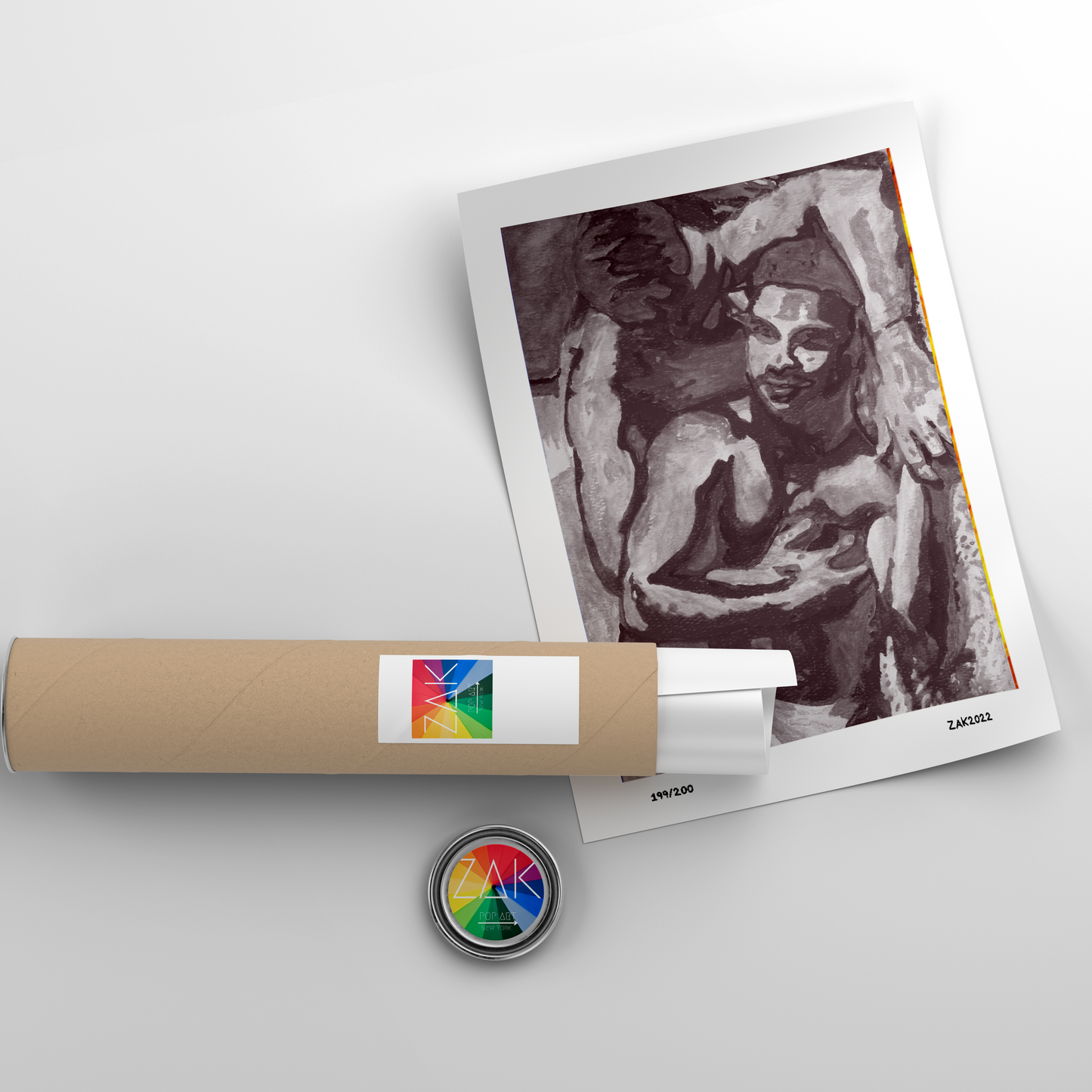 This image features a striking black and white art print titled "Morning Kiss," which depicts a male figure in a contemplative and sensual pose. The print is rendered in soft, muted tones, emphasizing the artistic and erotically charged nature of the subject.
