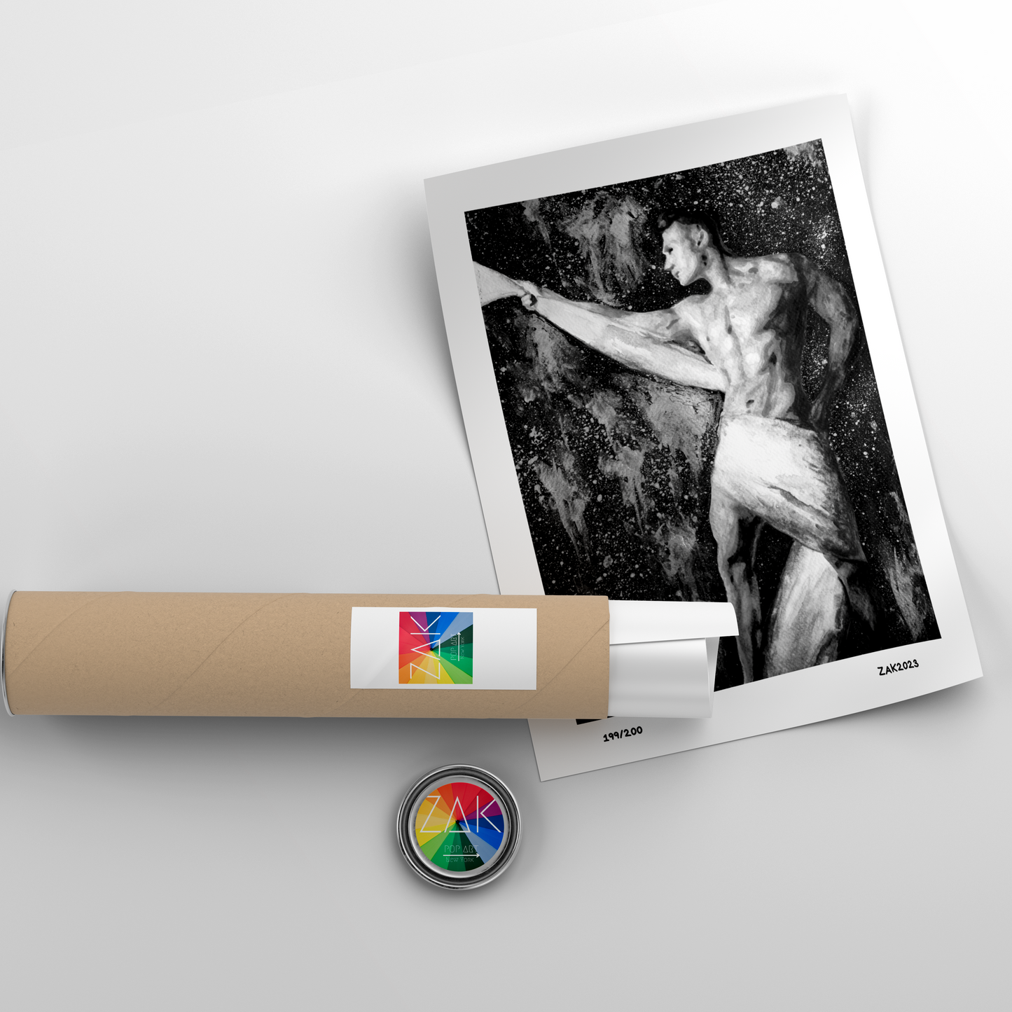 Drip Black & White Painting Gay Nude Male Art