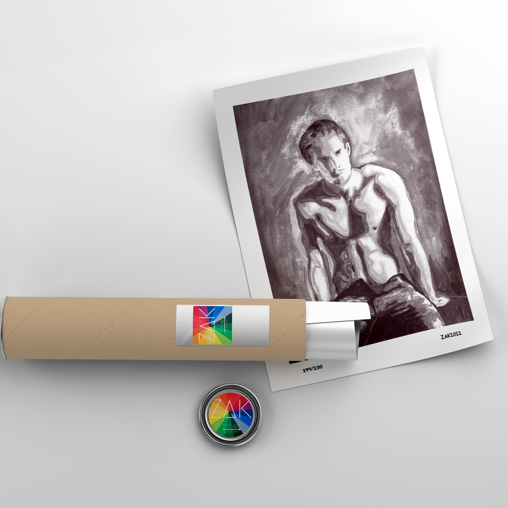 This image displays a framed art print titled "On the Bench," featuring a striking black and white depiction of a nude male figure. The artwork is characterized by soft, realistic lines that highlight the contours and form of the figure, creating a sense of depth and texture.