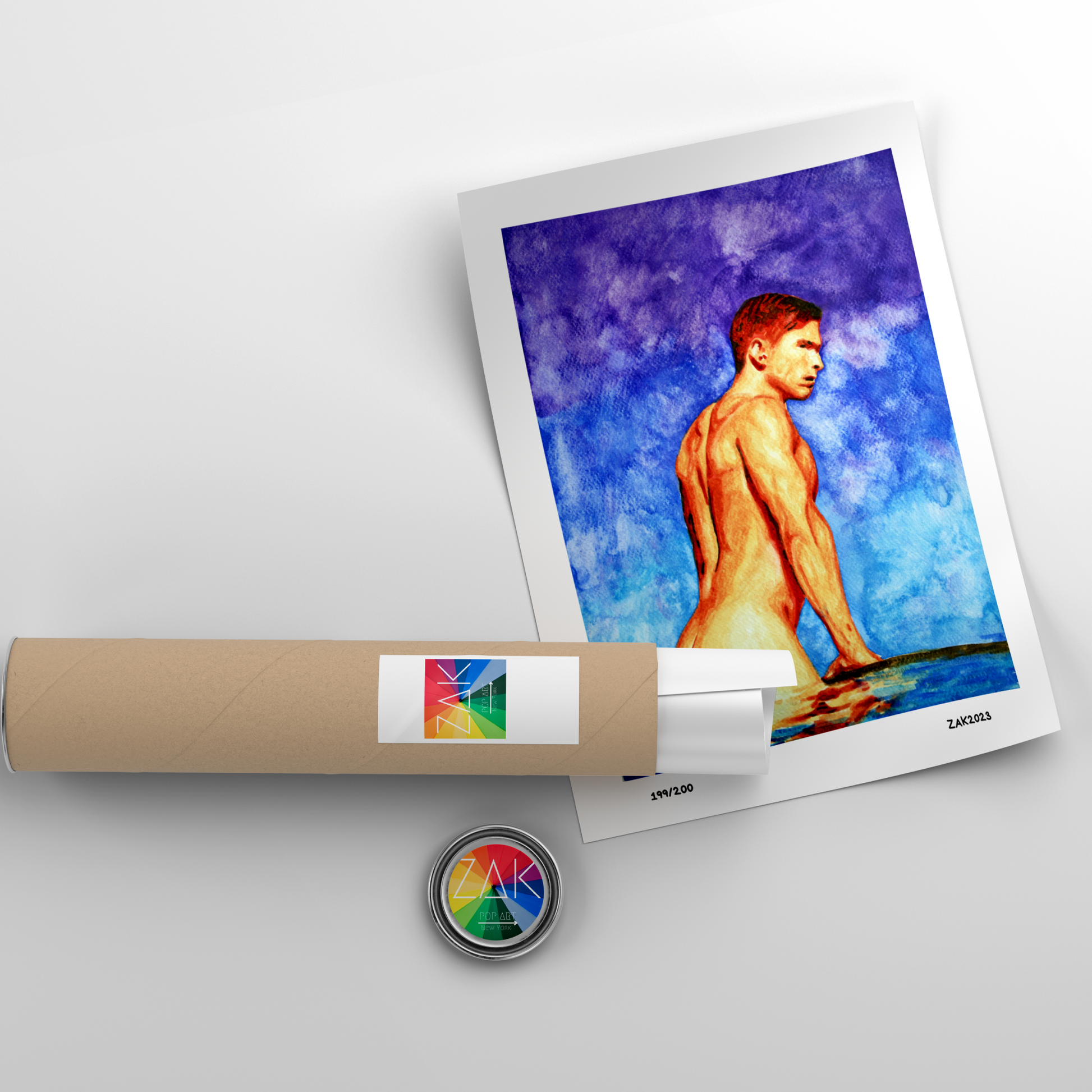 Nude Male At Swimming Pool Gay gift, Gay Wall Art Print, Masculine, Erotic, Queer, Perfect Same Sex Gift for Him, Man Back Side LGBTQ Art