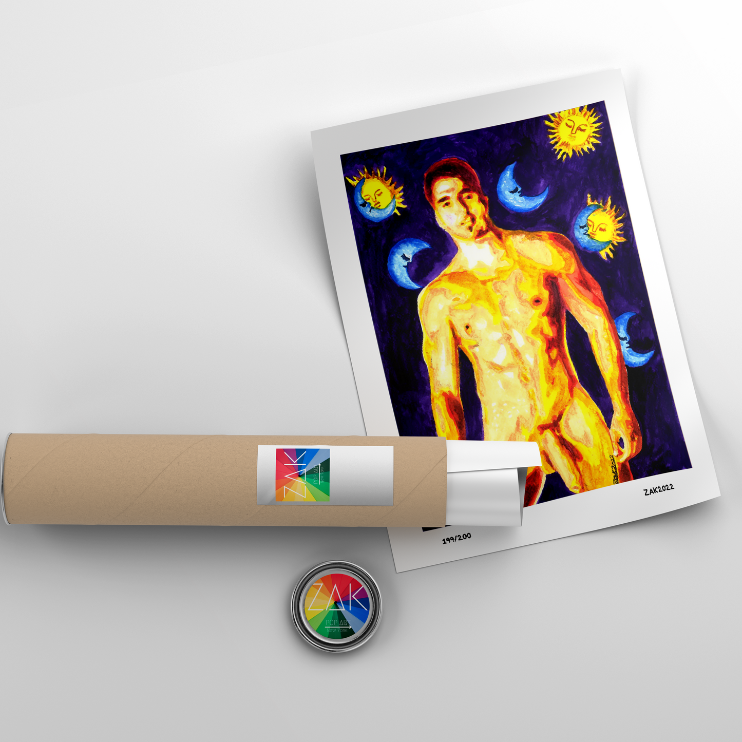 gay drawing Sun and Moon print | best gay artists | Queer Art | Nude Male Art | gay artwork | male nude watercolor | gay best friend gift