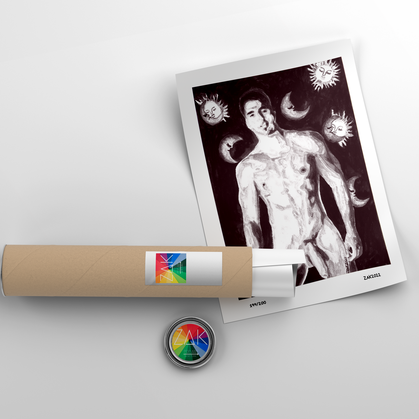 erotic wall art.gay drawing Sun and Moon print | best gay artists | Queer Art | Nude Male Art | gay artwork | male nude watercolor | black & white gay gift Admire the beauty of this man in full glory through this sexy,