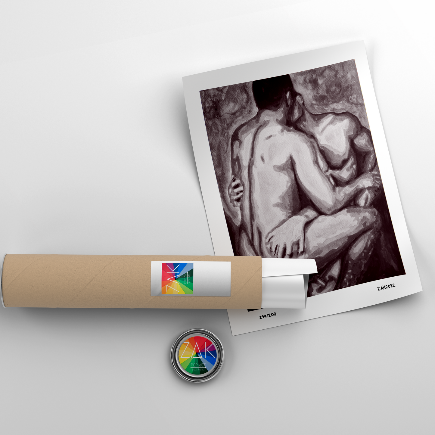 lgbt painting homopink wall print | gay art | black & white paintings for sale | nude male figure | queer artist | couples gift | nude male