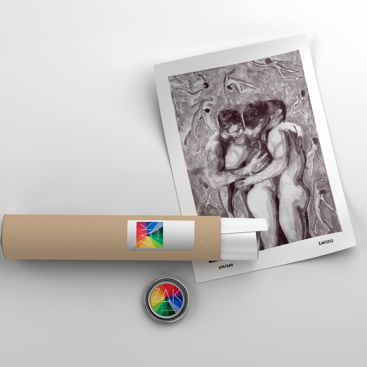 This image features a framed art print titled "Couple Love," showcasing an erotic and homoerotic portrait of a same-sex couple. The artwork is in black and white, emphasizing the play of light and shadows across the figures.