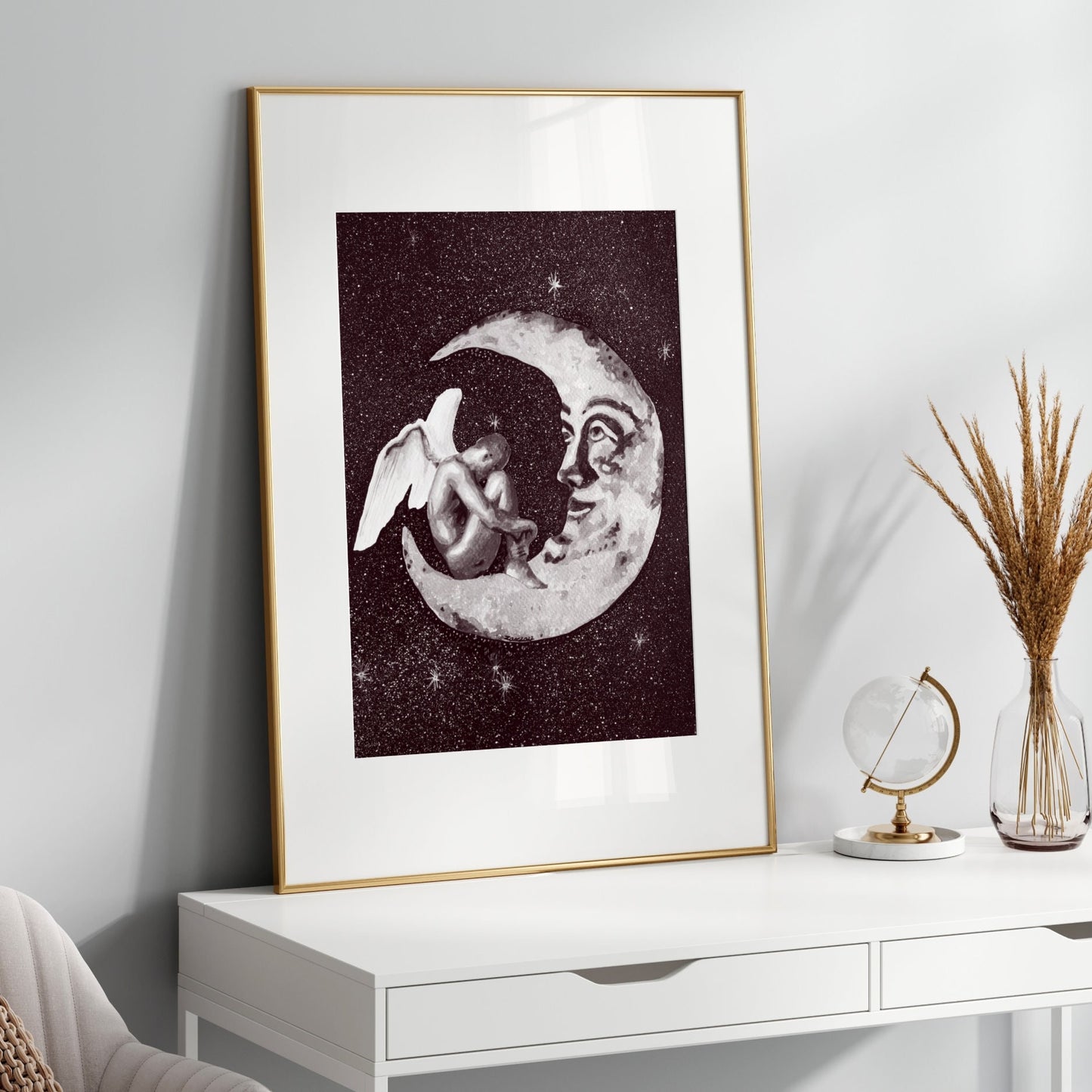 Angel on Crescent Moon