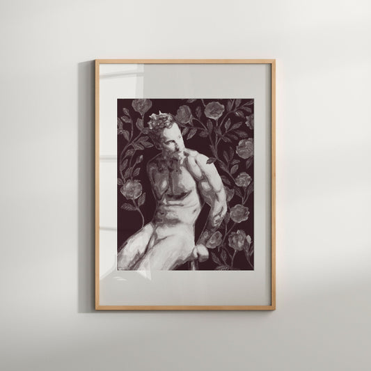 Nude Male Spreading Frontal Nude art Flower prints