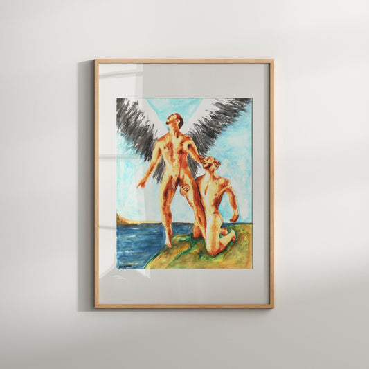 Queer Art gay love | naked male art | wedding gifts for gay guys | Nude Male Art | gay artwork | gay wedding gift | male nude watercolor