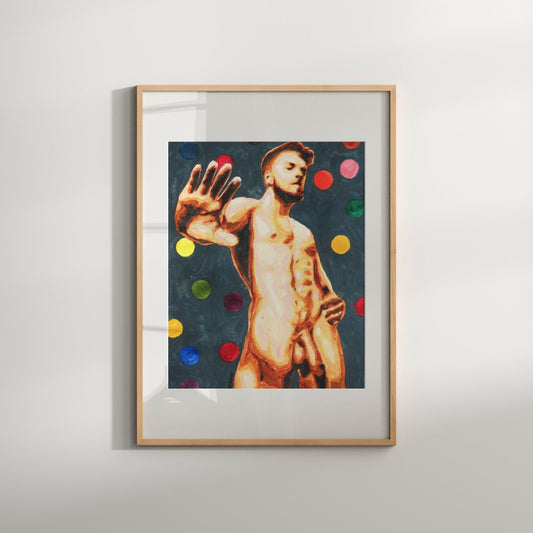 erotic gay art black and white line drawings | erotica art | polka dot print Gay Art | frontal nudity art | gay male art | male figure nude