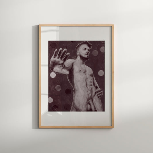 erotic gay art black and white drawings | erotica art | polka dot print Gay Art | frontal nudity art | gay male art | male figure nude