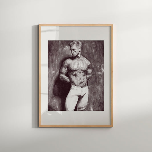 Ballet Dancer Nudity Gay Male Watercolor Art Print | Phallic Art Print | Homoerotic Art | Erotic Art Print | Male Figure Art | black & white