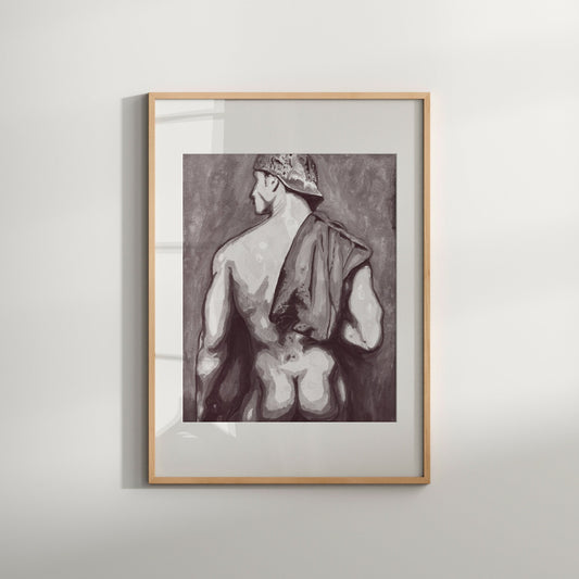 Portrait Art Gay Power | gifts for men | black and white | male form art | erotic nudity painting | gay queer artwork | nude man
