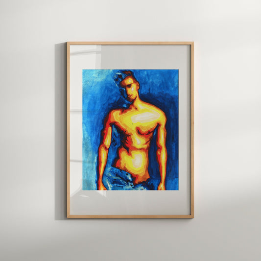 gay art watercolor print | queer art Naked male | sexy gifts for him |drawing of friends