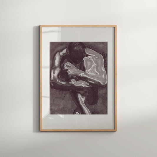 nude black and white print sensual wall hanging | abstract male painting | homoerotic gay art print | homoeroticism | Same Sex Couple Gift