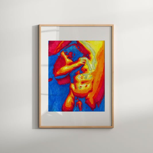 Male Full Nude Abstract Gay Wall Art Print. Featuring rainbow colors, it makes the perfect gift for LGBTQ, homoerotic and erotic art enthusiasts. Ideal for any room, this fine art decor is sure to impress.