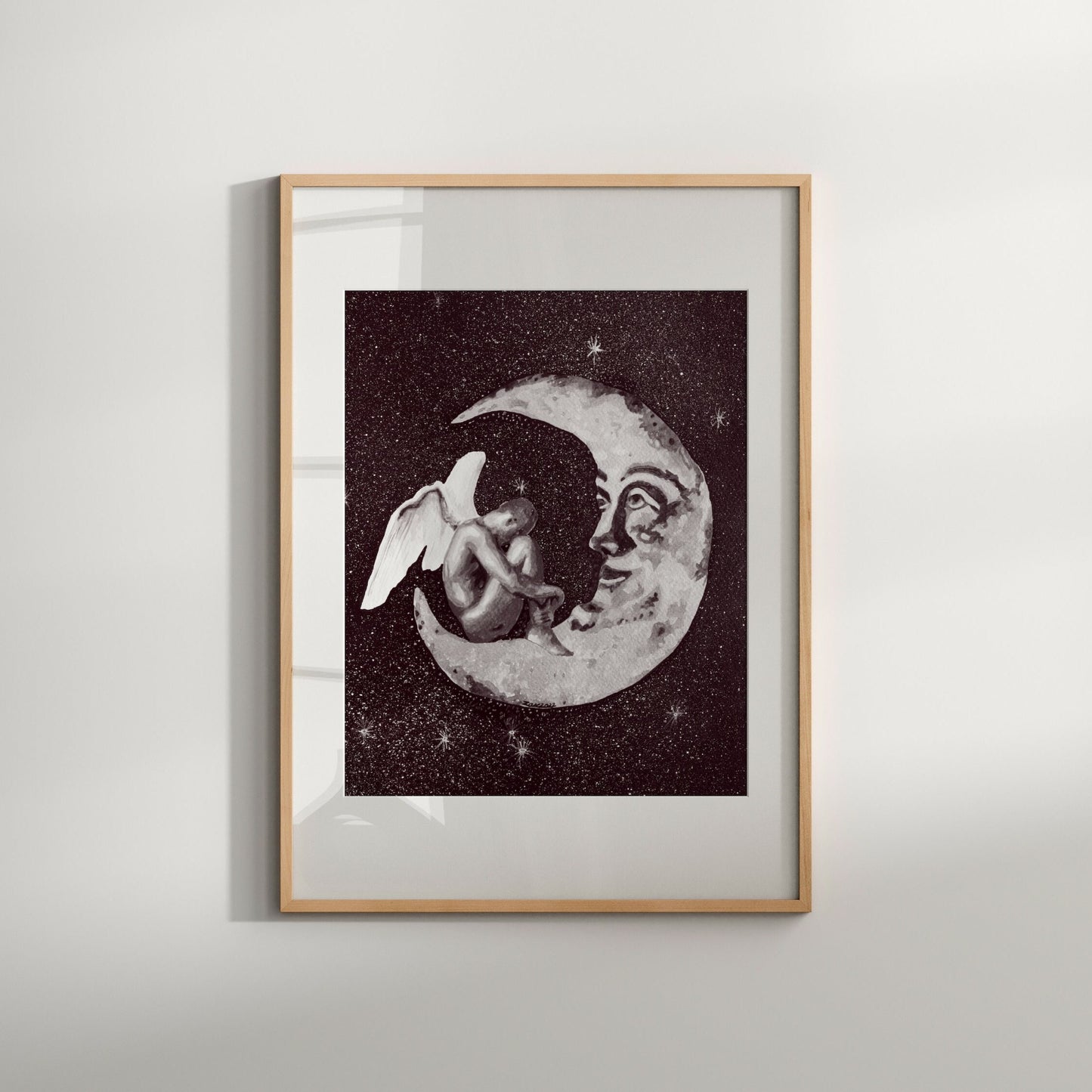 Angel on Crescent Moon