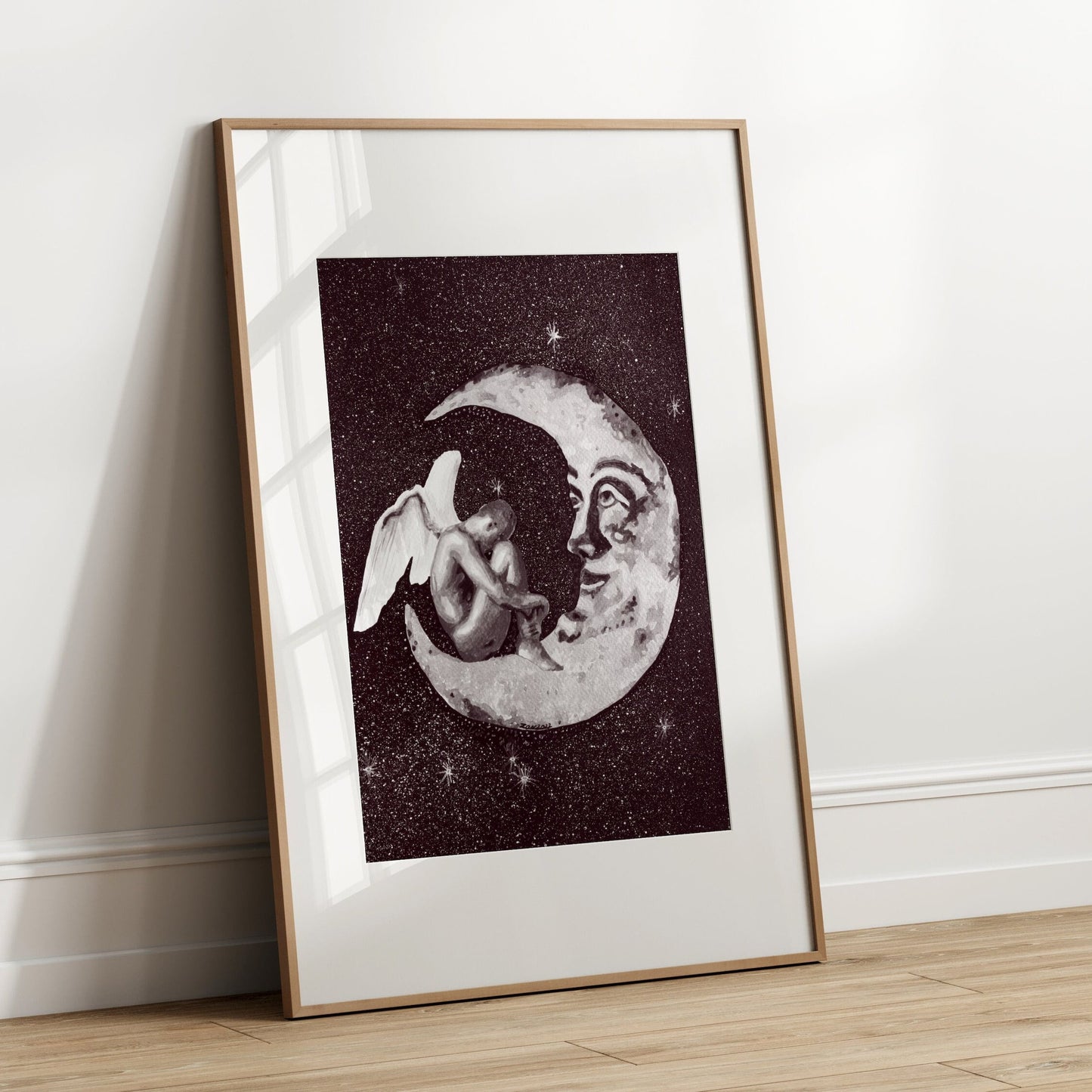 Angel on Crescent Moon