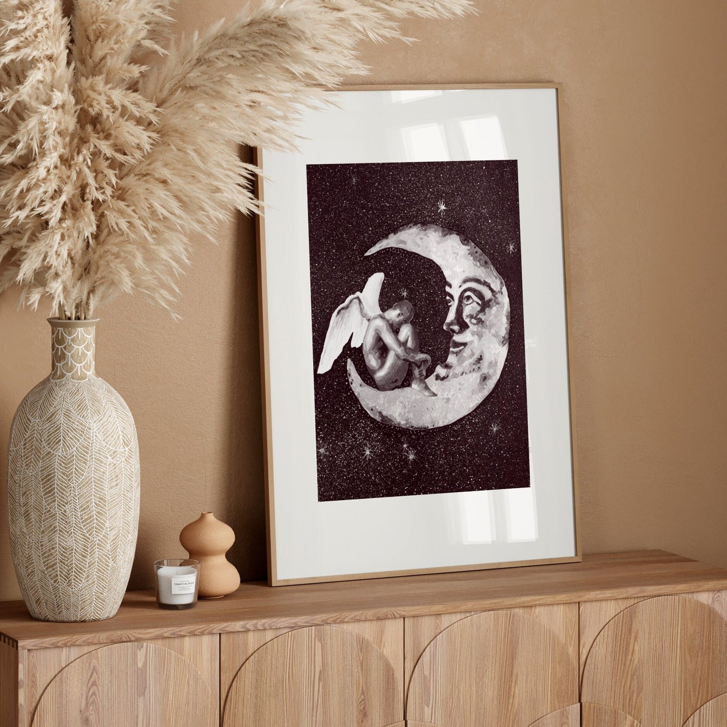 Angel on Crescent Moon