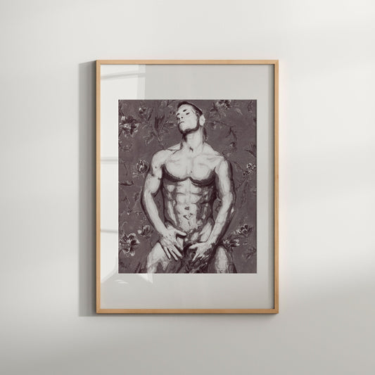 Male Nude Erotica Signed Limited Edition Print of Naked Man Watercolor Print Bisexual Gay Art Erotic Full Frontal Nudity Penis Homoerotic