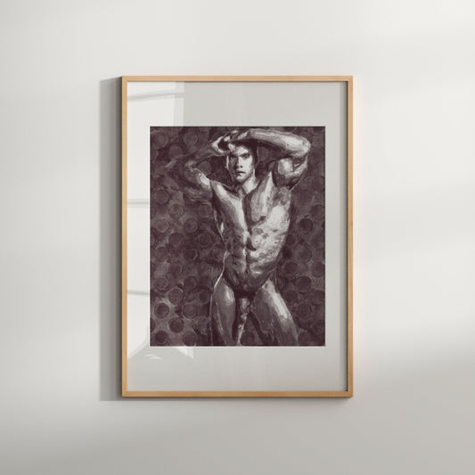 erotic wall art. Nude Male Art Dots | cool art | watercolor pieces | gay artwork | watercolour paintings to buy | male nude watercolor | Black and white