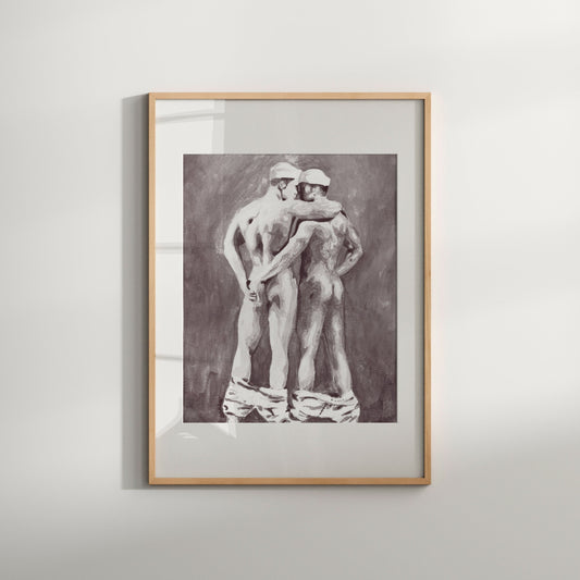 Gay Man Art homo print | gay artwork | risque art prints | nude man | male butt | black and white print for sale online | adult painting