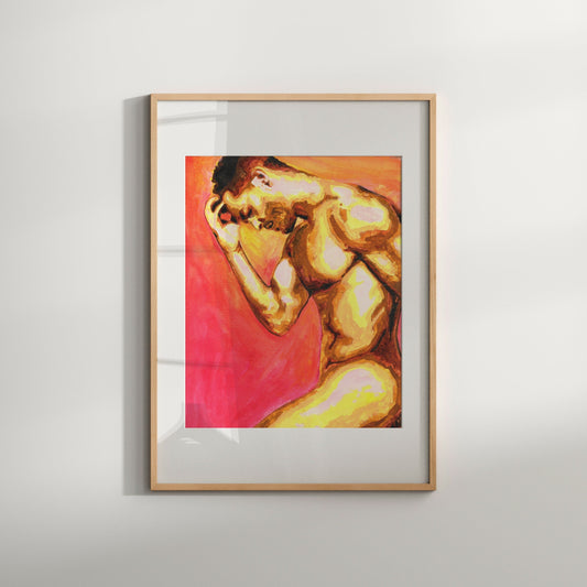 Full Frontal Nudity Gay Male Drip Painting Art Print | Phallic Art Print | Homoerotic Art | Erotic Art Print | Male Art | South Beach Art