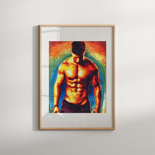 male model figure queer art | gay artwork | naked men print | lgbt painting | best gift for marriage couple | homoerotic paintings