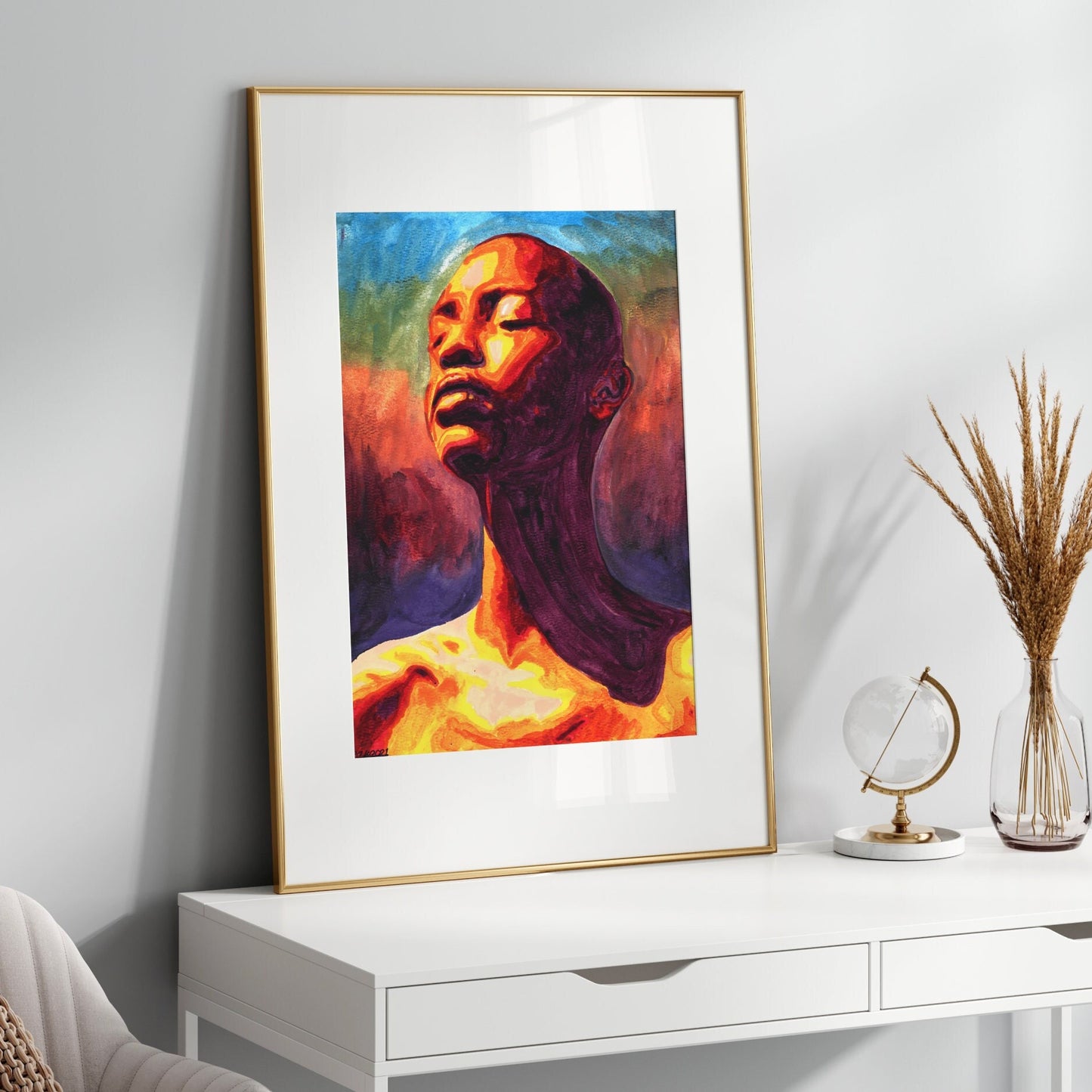 black woman art black girl wall art | African wall art African decoration | black woman face art Homemade artwork | African painting