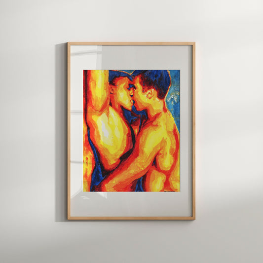 watercolor print portrait male poses drawing | Homoerotic Gay Art Print | erotica art | good gifts for gays | best gay Christmas presents