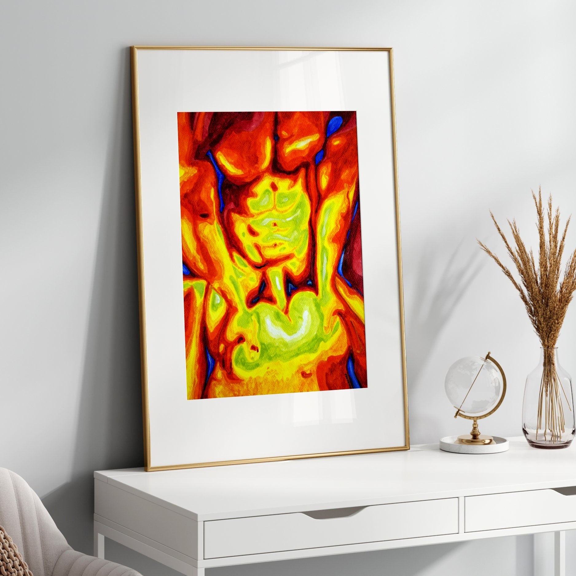gay wall art queer art print gay art painting watercolor art lgbt painting nude male queer gay couples gift homo print bathroom art