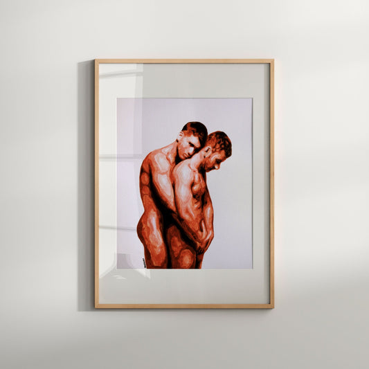 Gay Art Print Romantic Nude Male Couple Watercolor Homoerotic Sensual Wall Art LGBT Home Decor Queer Art Gay Wedding Gift Male Figure Art