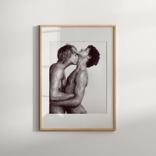 Romantic Kiss for Gay Couple - Nude Males Print, LGBTQ Decor, Erotic Queer Art, Same Sex Gift, Gay Decor, Homo, LGBT, Erotic Print, Gay Art