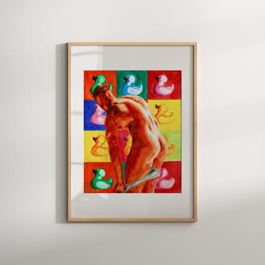 Nude Male from Behind Print - a stunning piece of Sensual Gay Pop Art that's perfect for modern homes and lovers of Bathroom Art