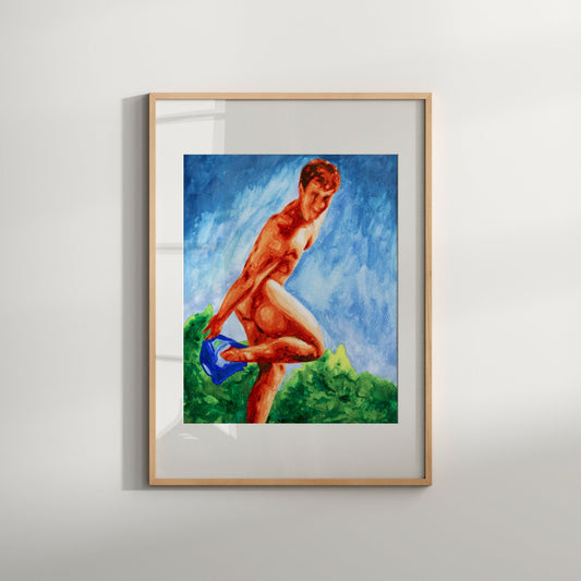this print for Male Take off His Pants Gay Wall Art. This stunning Nude Males Print is the perfect addition to any home