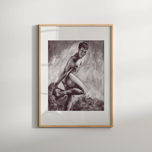 Male Take off His Pants Gay Wall Art,Black & White Nude Males Print, LGBTQ Decor, Erotic Queer Art, Same Sex Gift, Gay Decor, Homo LGBT Art