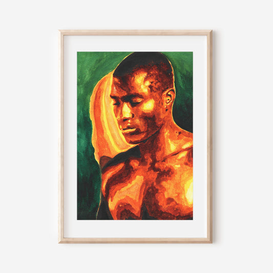 African painting Earthy art | black man face art bright color art | African wall art black male art | African decoration