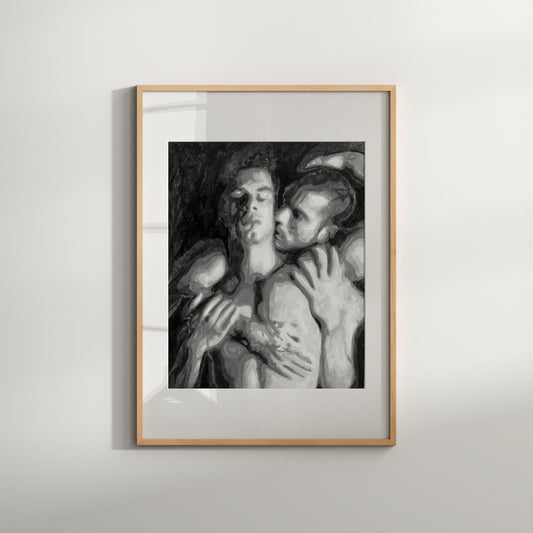 Romantic Gay Couple Kissing Art Print