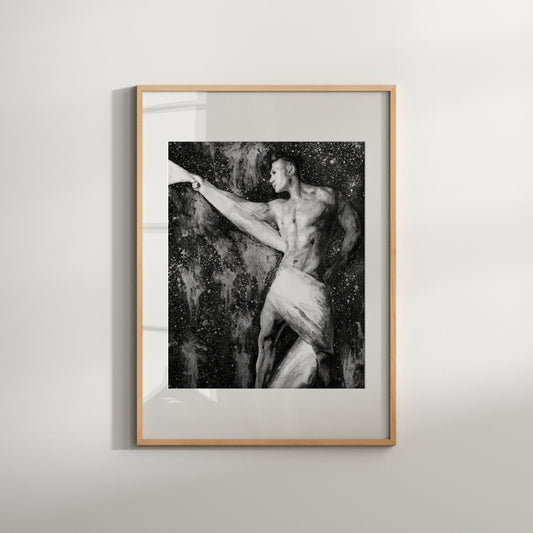 Drip Black & White Painting Gay Nude Male Art