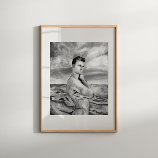 this print for Nude gay Male on Beach Black & White Gay Art Print, Same Sex Couple Gift, Same Sex Marriage, Same Sex Engagement, Engagement Party Gay Gift