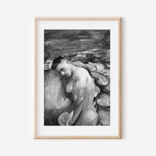 Gay Nude Male at Lily Pond Black & White 