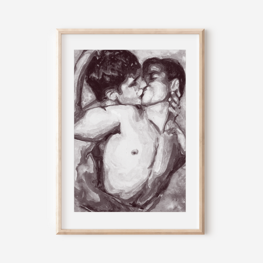 gay couple kissing in black and white by Zak Pop Art