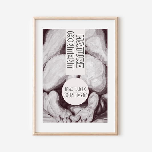 Framed artwork with text 'NATURE CONTENT' on a white background
