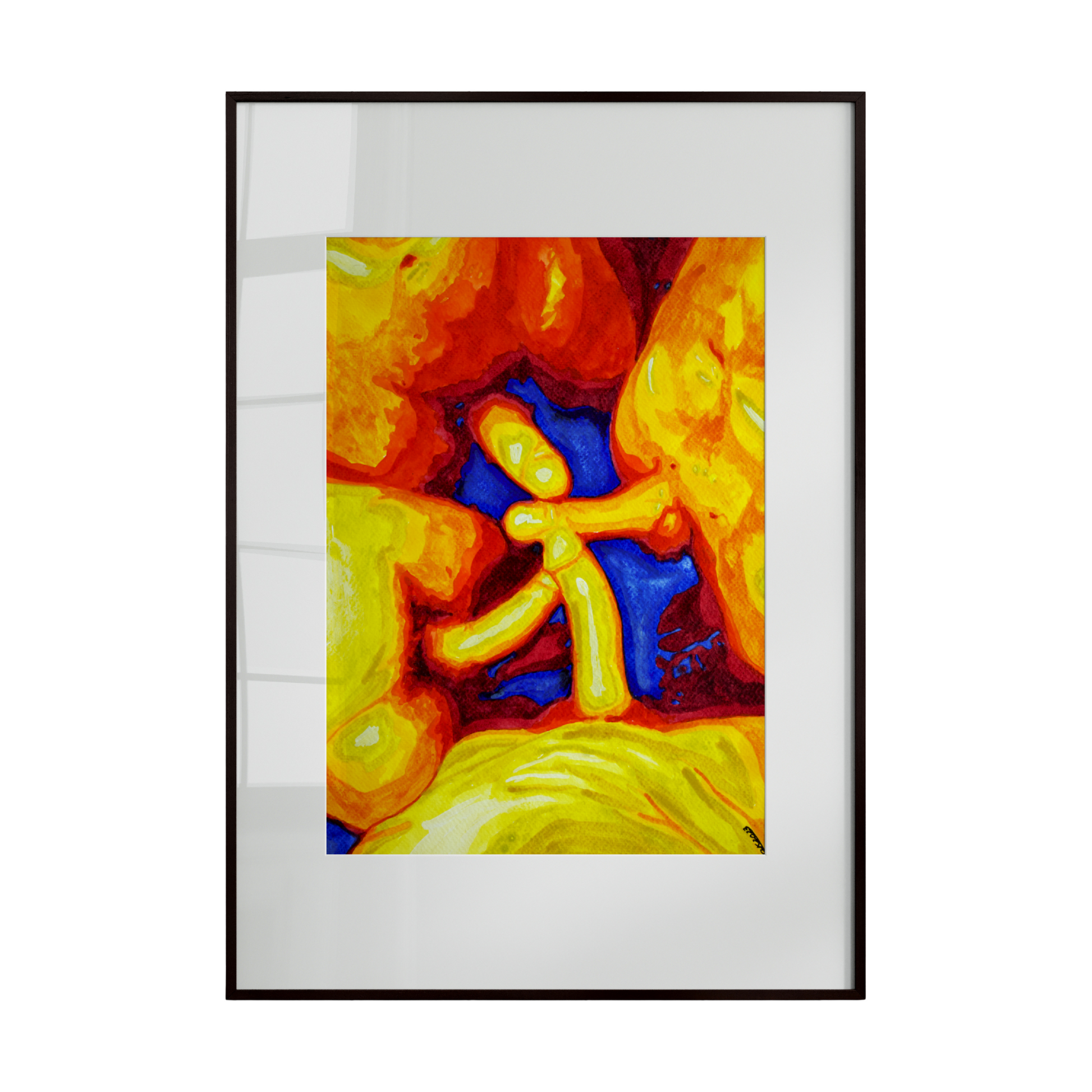 An expressive artwork depicting four nude male figures standing together in an intimate pose. The composition explores connection, trust, and collective intimacy through balanced forms and subtle interaction, celebrating queer togetherness in a refined artistic language.