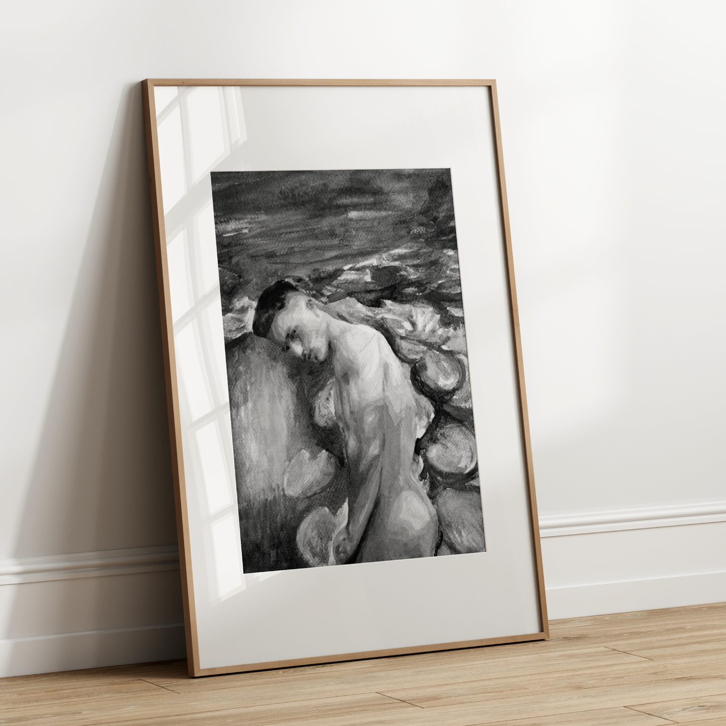Gay Nude Male at Lily Pond Black & White 