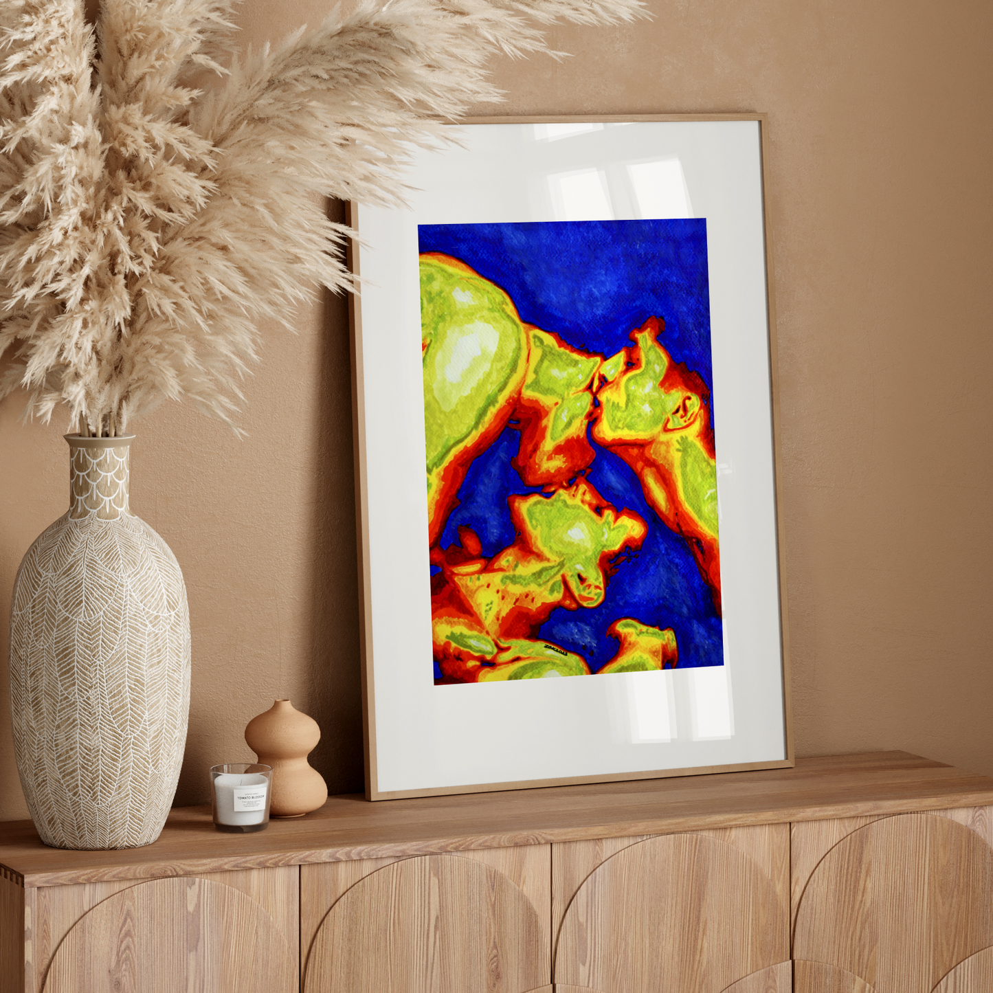 couple of three gays kissing pornographic gay art painting