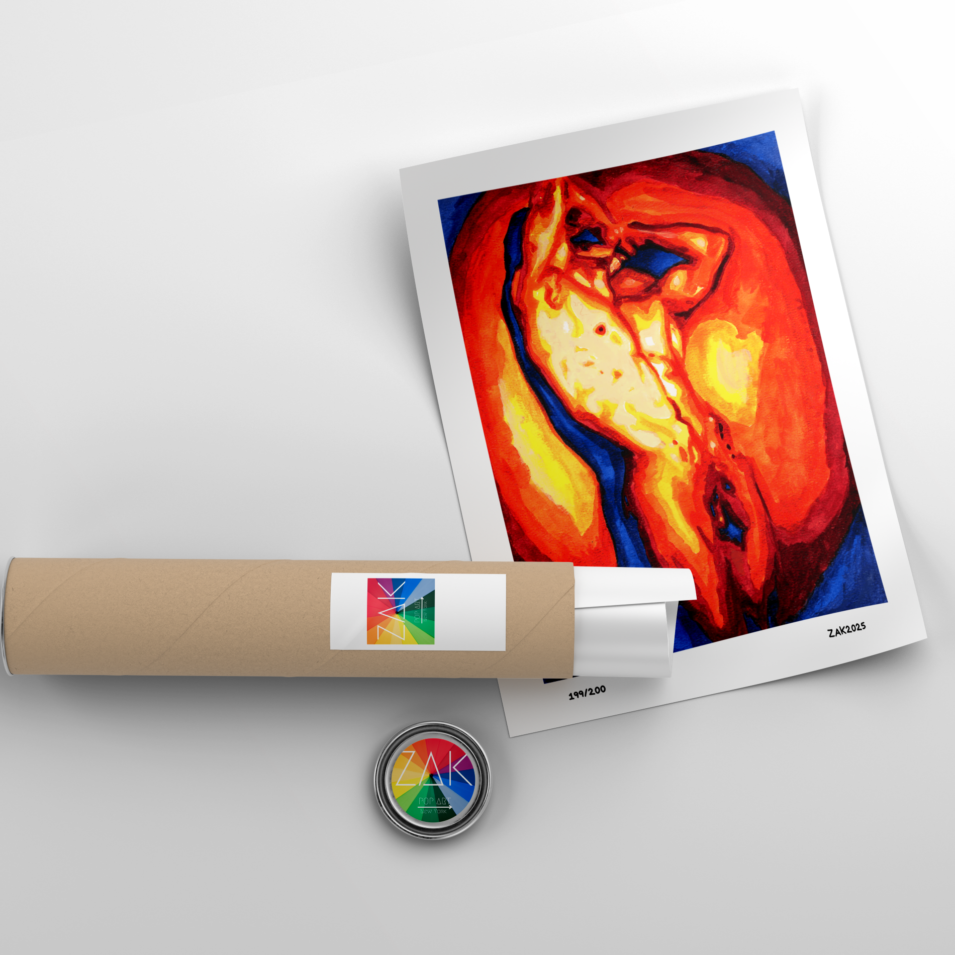 Artistic depiction of a colorful abstract design on a white background