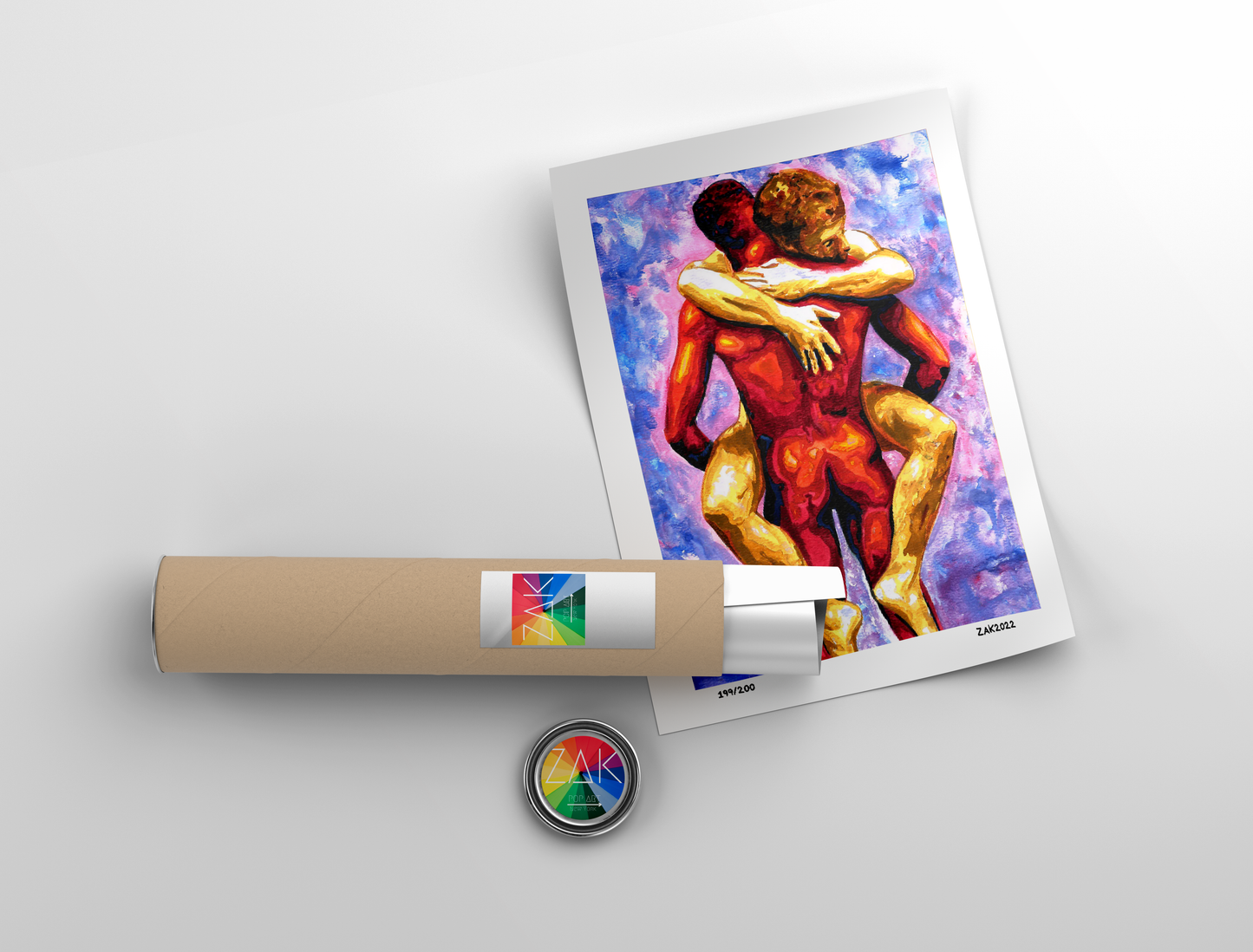 A hug | Gay nude art Print