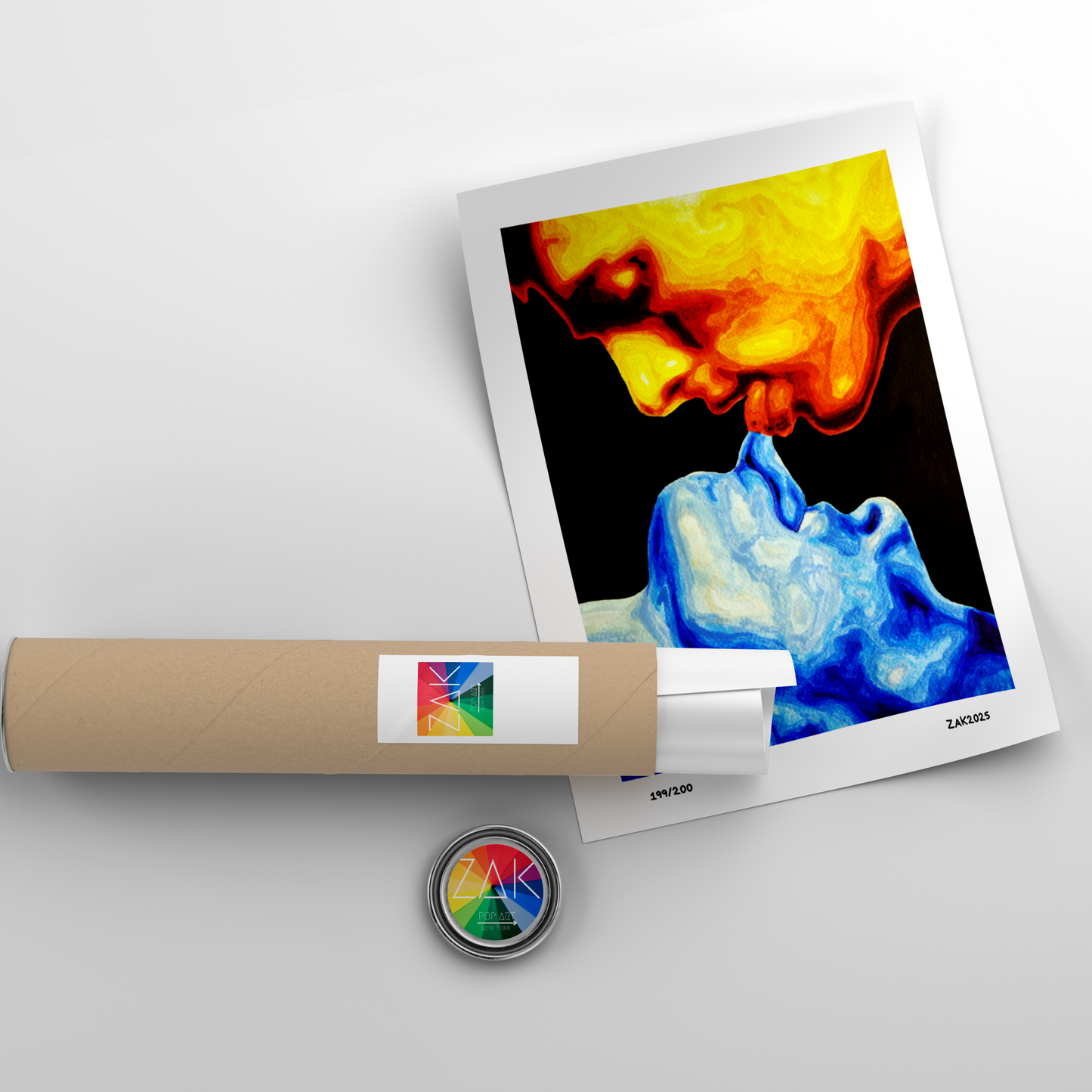 Artistic depiction of a face with colorful smoke effects on a white background
