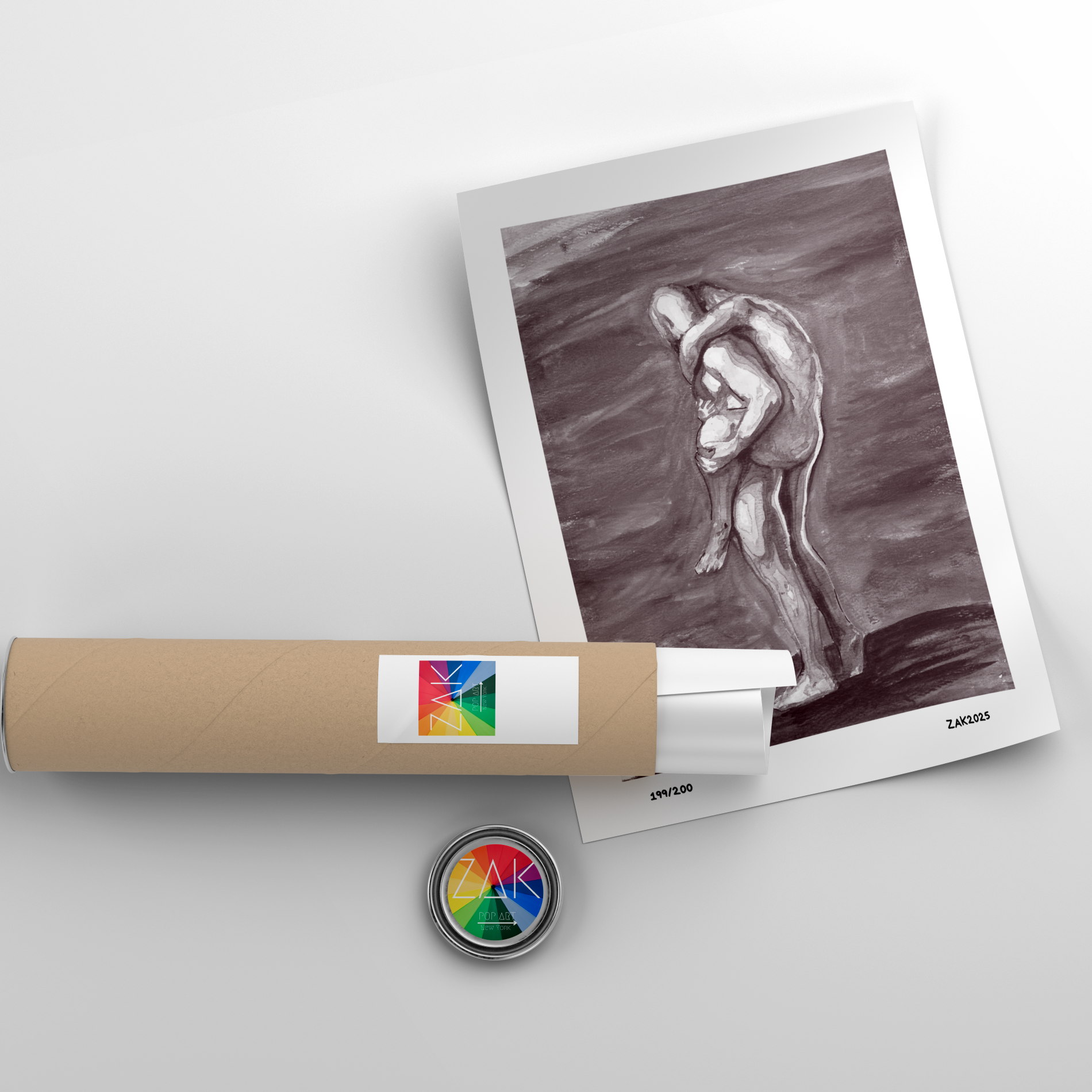 Roll of paper with a printed image of a dog on a white background